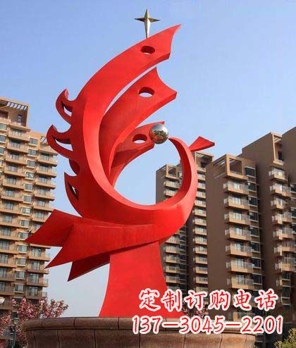 贵州广场不锈钢凤凰明珠抽象雕塑