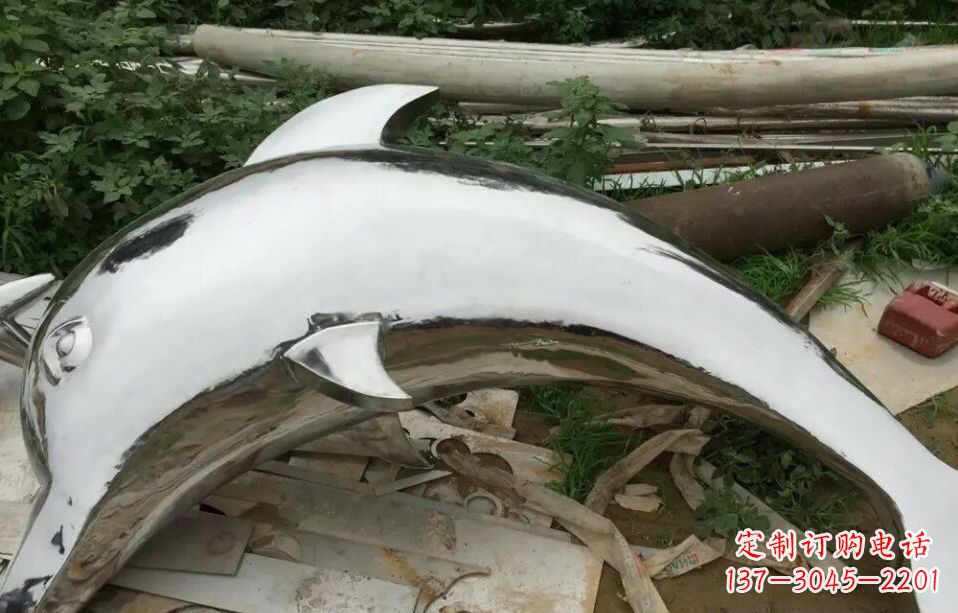 贵州广场不锈钢海豚雕塑 (2)