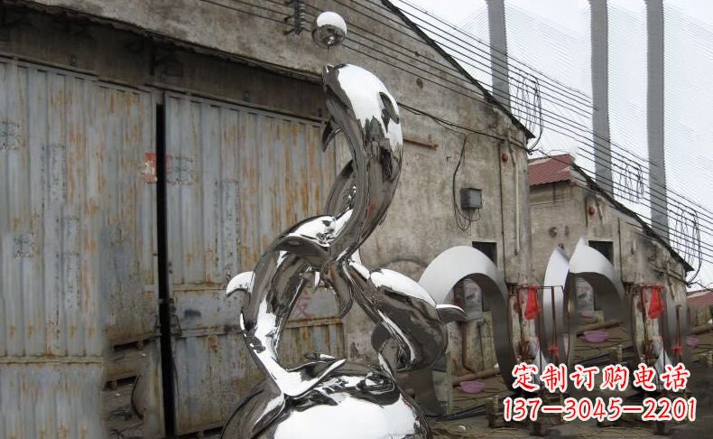 贵州广场不锈钢海豚雕塑