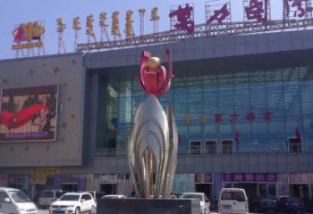 贵州广场不锈钢大型花朵雕塑 (2)