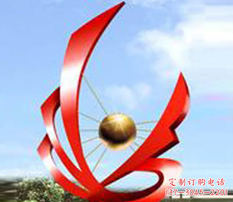 贵州让风带来梦想——中领雕塑飘带球网景观雕塑