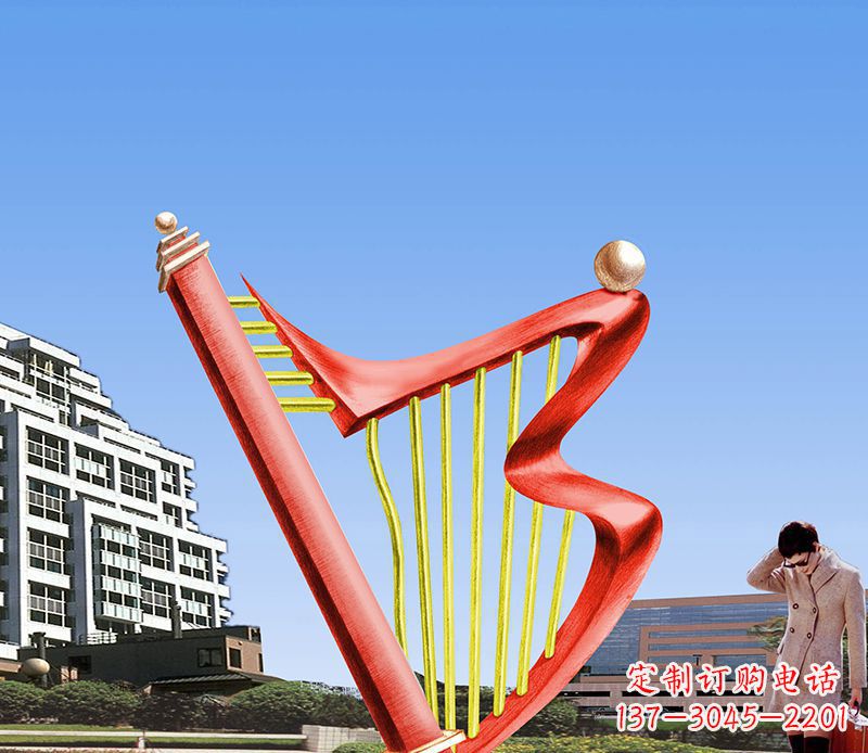 贵州精美不锈钢竖琴雕塑