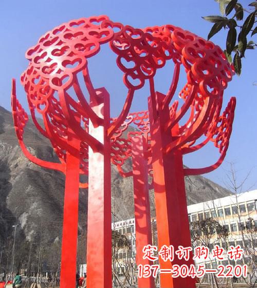 贵州不锈钢心形树叶大树雕塑,展示爱与生命