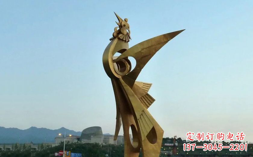 贵州中领雕塑出品古典典雅不锈钢凤凰雕塑