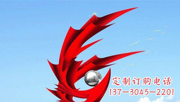 贵州广场抽象凤凰不锈钢雕塑 (2)