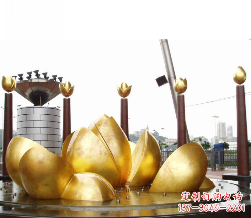 贵州全新设计!中领雕塑莲花抽象广场雕塑