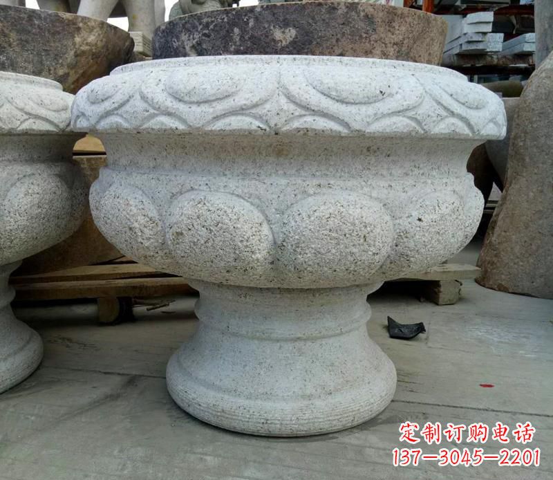 贵州中领雕塑精美大理石花盆雕塑