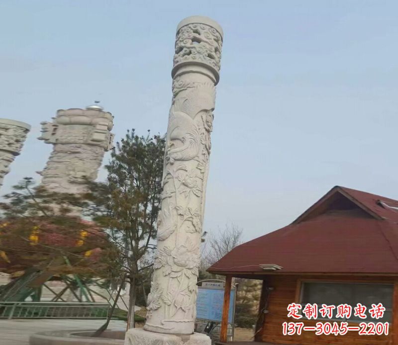 贵州迎宾龙柱石雕——大理石景观雕刻精美艺术品