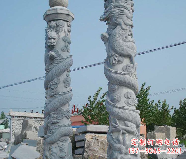 贵州高级雕刻工艺的大理石盘龙柱