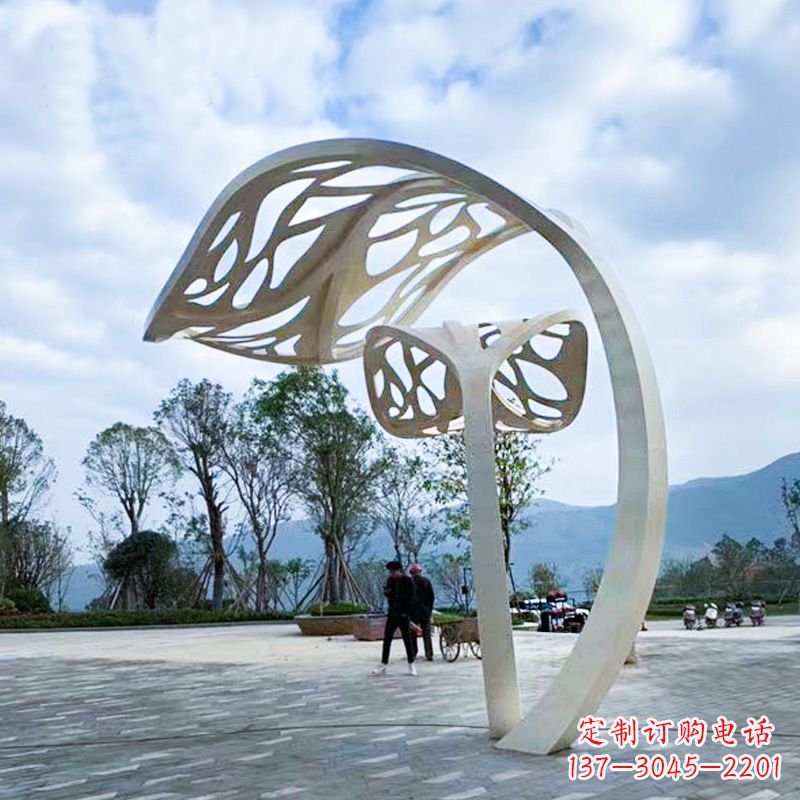 贵州广场大型不锈钢抽象树叶雕塑