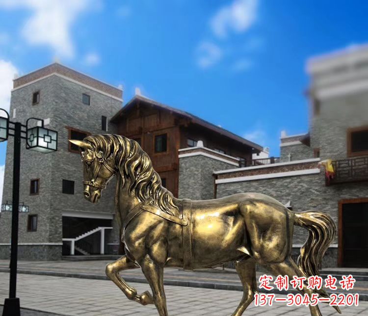 贵州广场仿铜奔马雕塑 玻璃钢公园景观动物雕塑