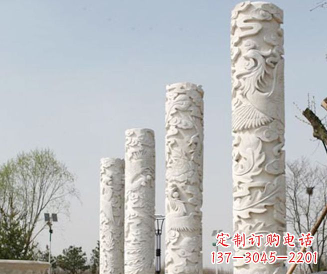 贵州广场凤凰浮雕龙柱景观石雕