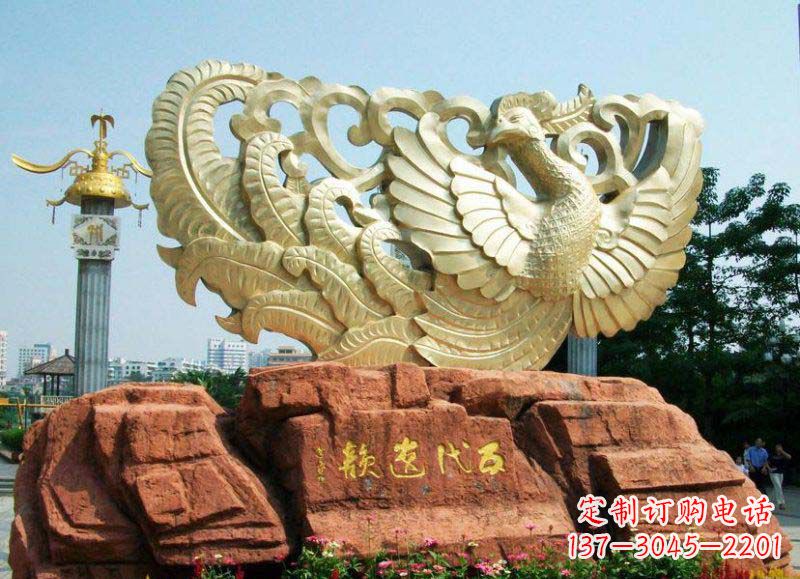 贵州广场凤凰景观铜雕