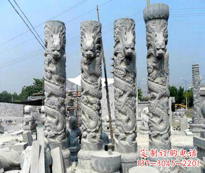 贵州广场景观大理石龙柱石雕 (4)