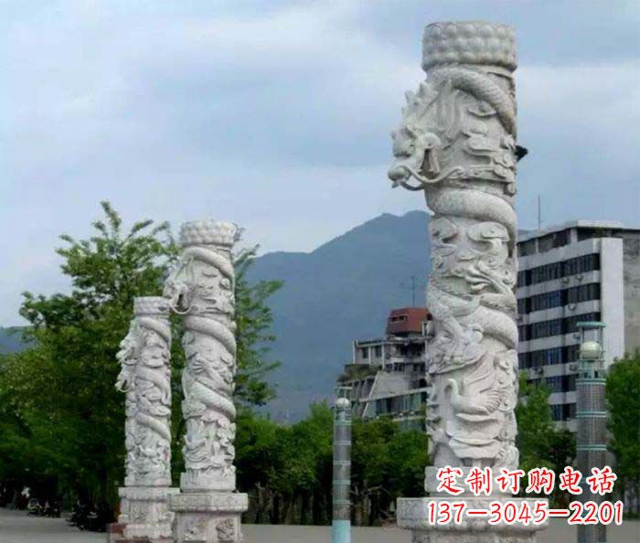 贵州精美工艺大理石龙柱雕塑