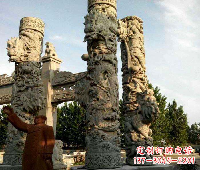 贵州广场景观大理石龙柱石雕