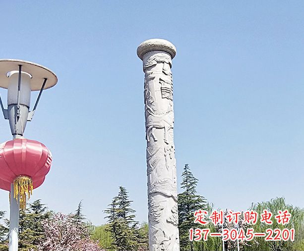 贵州广场景观大理石龙柱石雕 (6)