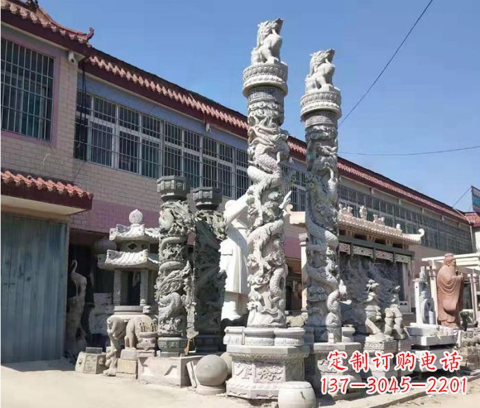 贵州广场景观大理石龙柱石雕_1