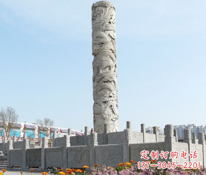 贵州广场景观大理石龙柱石雕_1 (2)