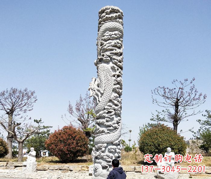 贵州广场景观大理石盘龙柱石雕