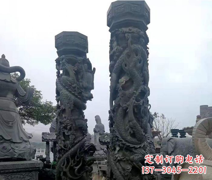 贵州安静传承-中领雕塑广场景观仿古盘龙柱石雕