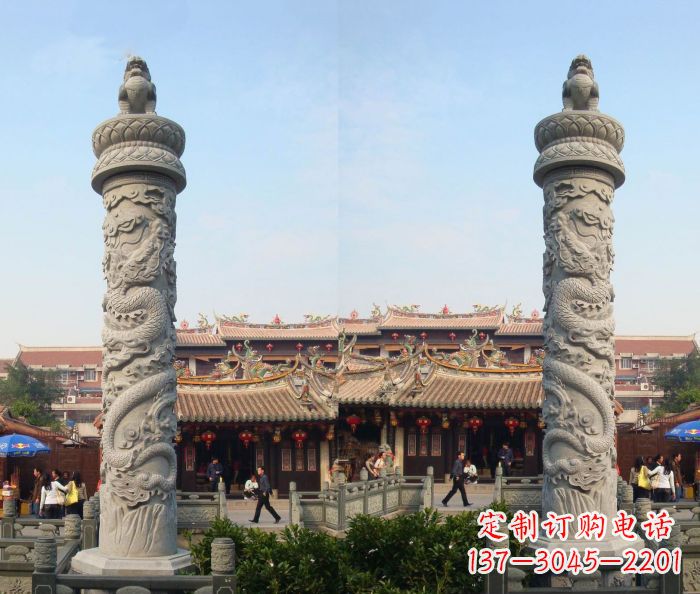 贵州广场景观汉白玉龙柱石雕 (2)