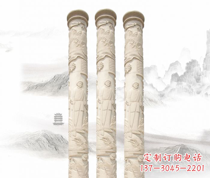 贵州广场景观汉白玉龙柱石雕
