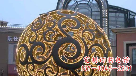 贵州镂空球形喷泉雕塑无锈钢精美装点空间