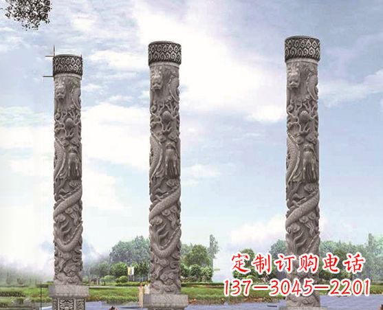 贵州精美雕塑盘龙柱,美化您的室外空间