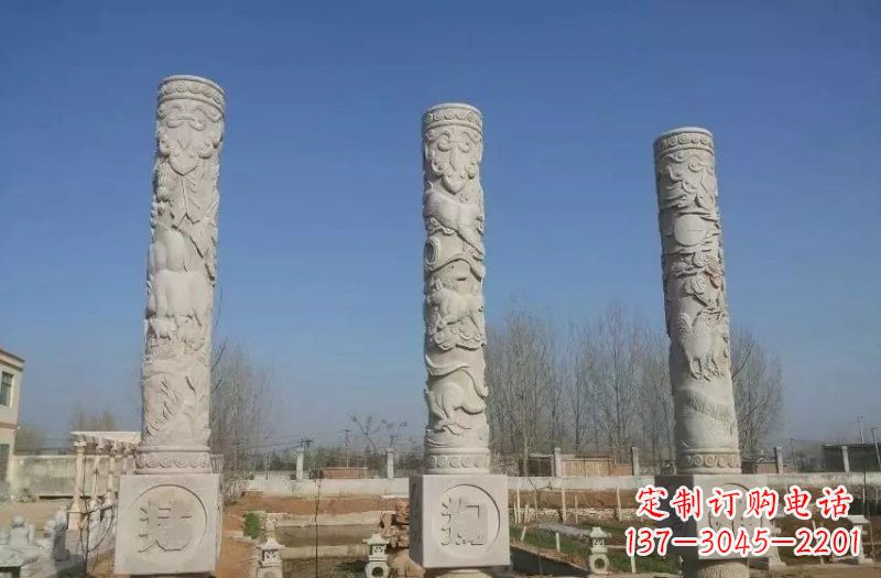 贵州十二生肖文化柱石雕，展现传统文化风采