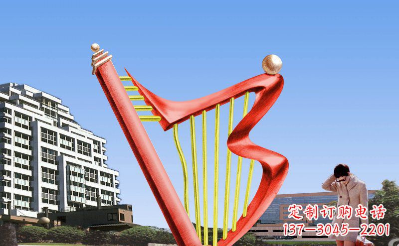贵州中领雕塑精制不锈钢竖琴雕塑