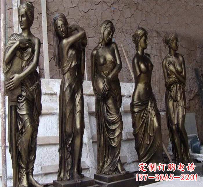 贵州浪漫美女装饰铜雕四方