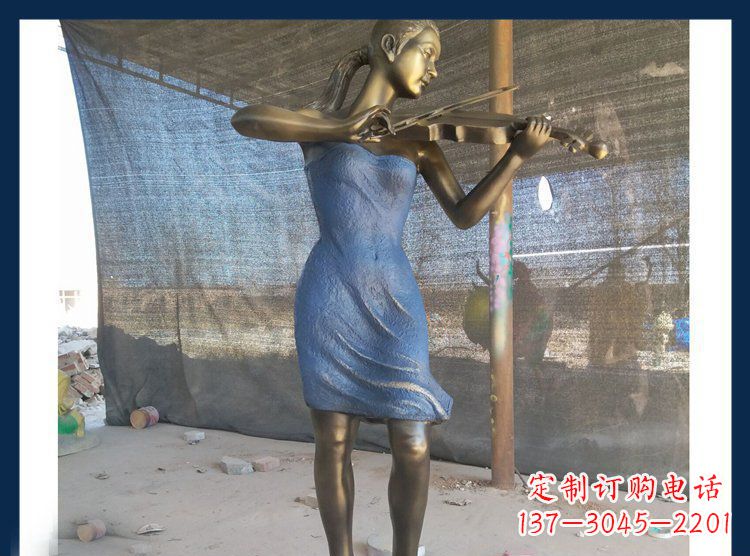 贵州精美细腻的西方美女拉小提琴人物雕塑