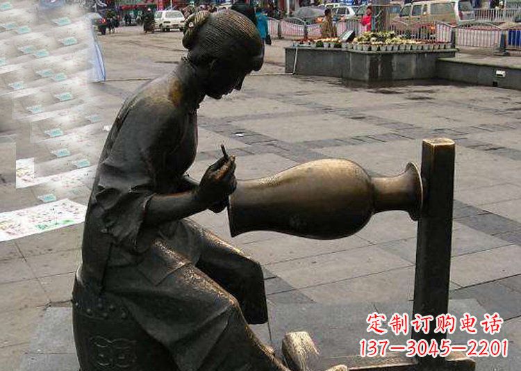 贵州领雕塑铜质花盆雕塑
