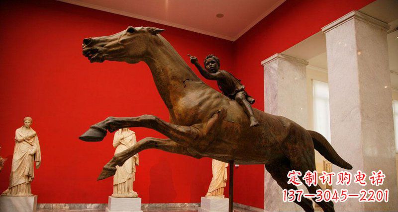 贵州中领雕塑定制广场小孩骑马景观铜雕