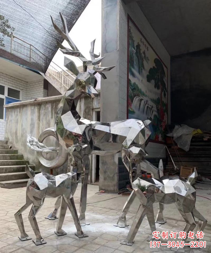 贵州广场造型动物鹿不锈钢雕塑