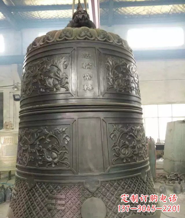 贵州国泰民安铜钟寺庙铜雕-传统工艺精美的铜钟雕塑