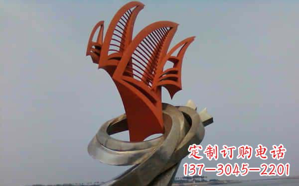 贵州海边不锈钢海浪和帆船雕塑