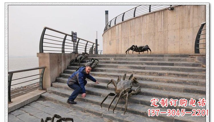 贵州海边铜螃蟹雕塑是由中领雕塑定制生产的一款…