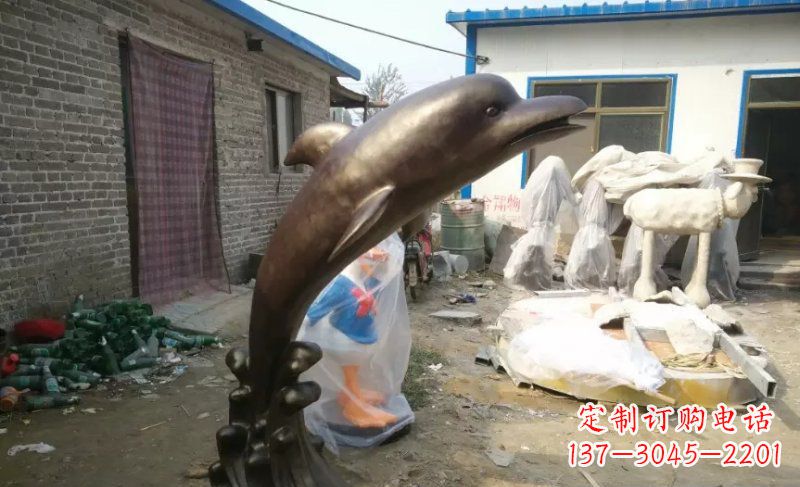 贵州海豚动物铜雕