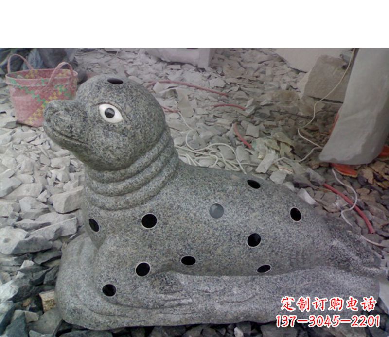 贵州华丽雕塑,海洋动物小海豹石雕