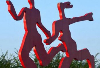 贵州中领雕塑-多彩情侣跑步雕塑