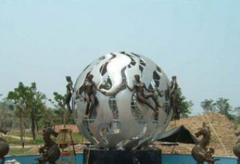 贵州高雅大气不锈钢圆球喷泉雕塑