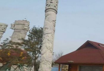 贵州迎宾龙柱石雕——大理石景观雕刻精美艺术品