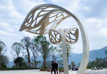 贵州广场大型不锈钢抽象树叶雕塑