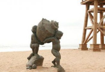 贵州抬着海螺的小男孩景观雕塑