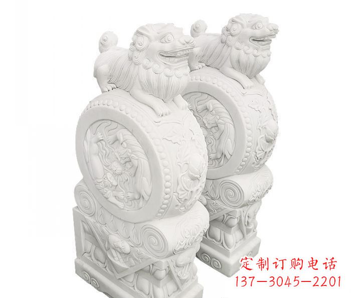 贵州汉白玉抱鼓石招财石门墩