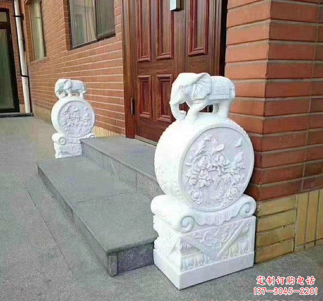 贵州汉白玉大象门墩石雕