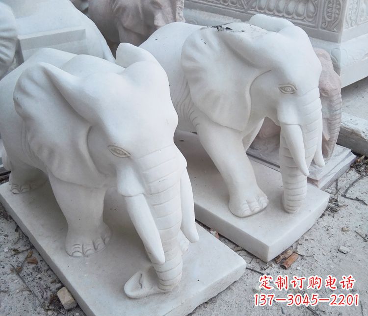 贵州汉白玉大象公园动物石雕