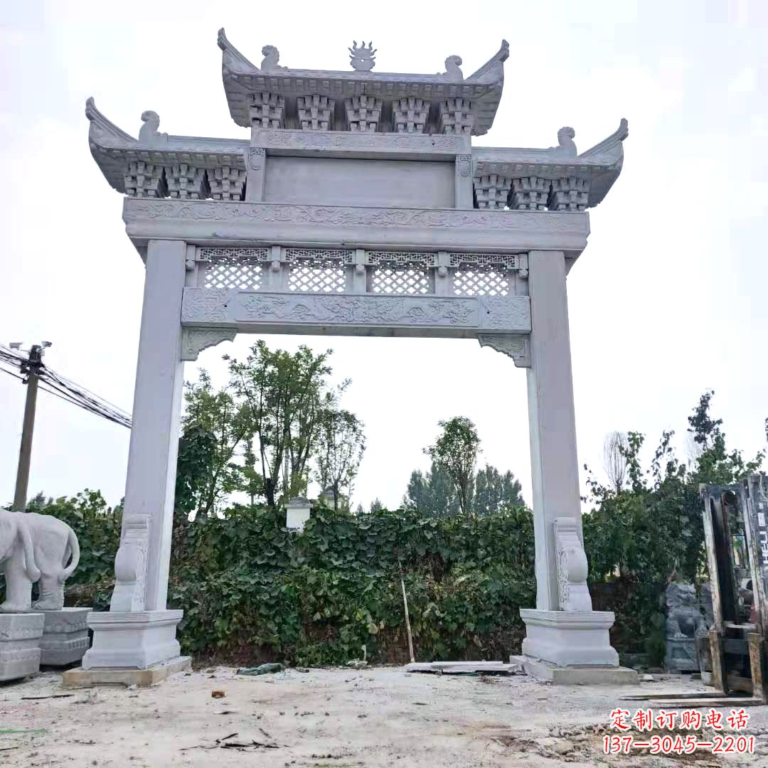 贵州汉白玉精致的牌坊雕塑